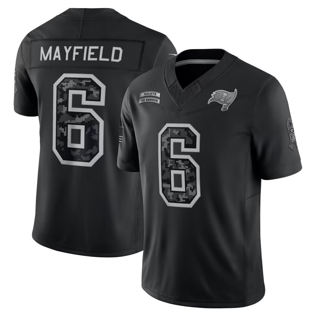 harde TB.Buccaneers #6 Baker Mayfield Player Black Limited 2026 Salute to Service Home Game Stitched Jerseys