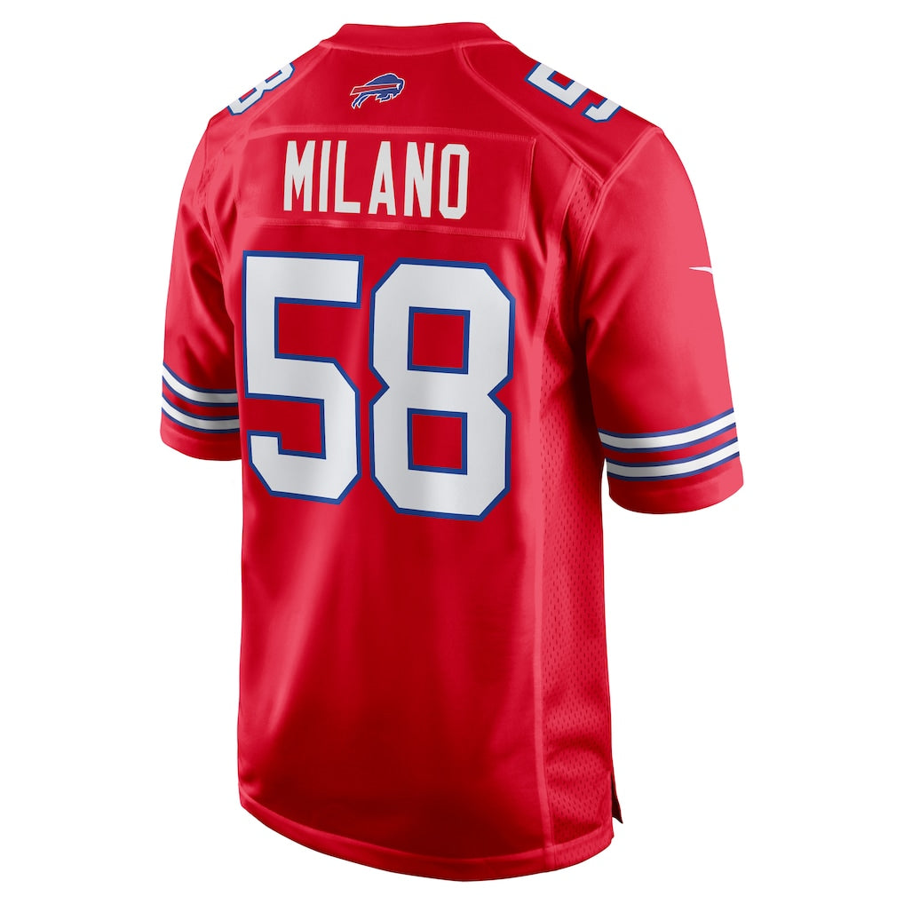 harde B.Bills #58 Matt Milano Red Alternate Game Jersey