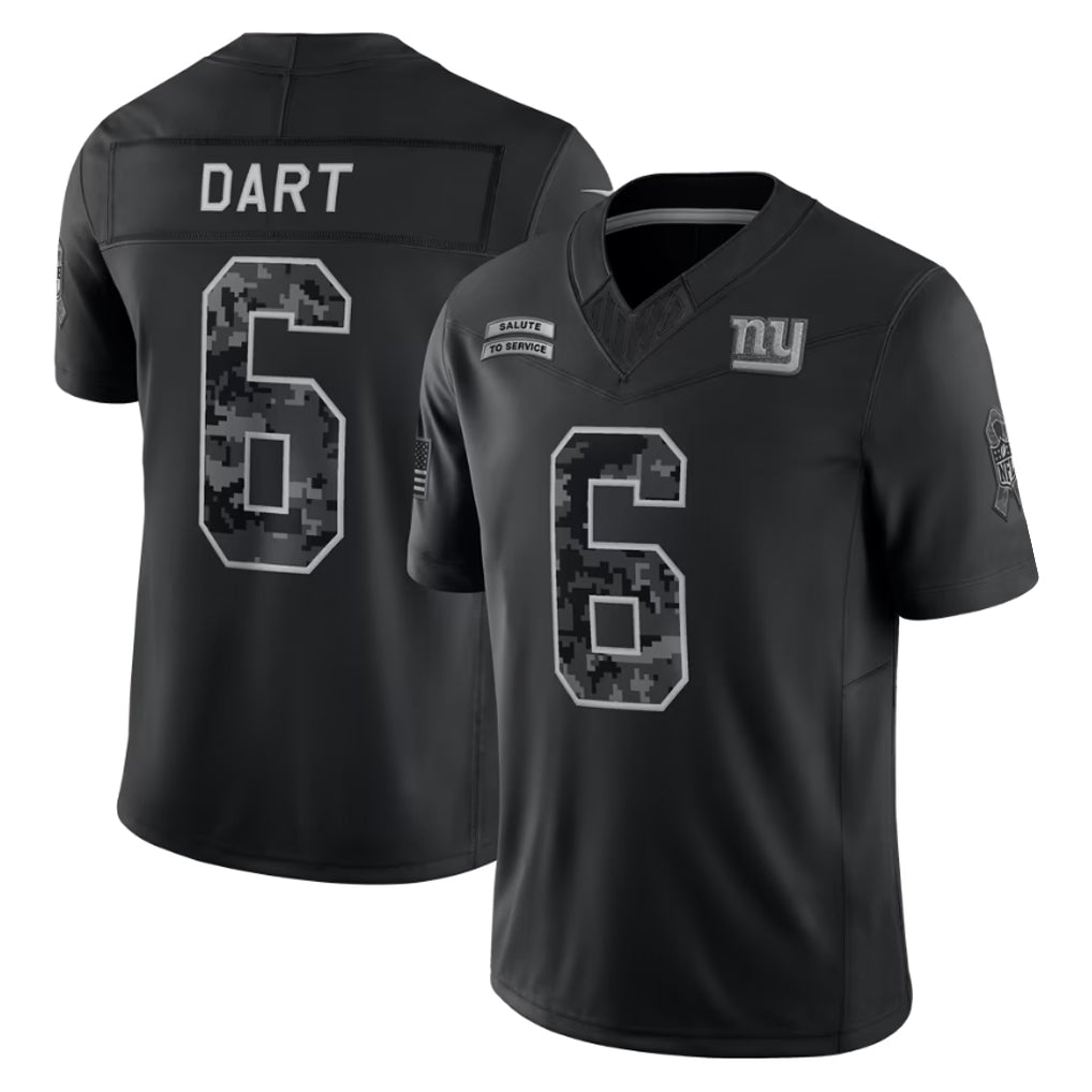 harde NY.Giants #6 Jaxson Dart Player Black Limited 2026 Salute to Service Home Game Stitched Jerseys