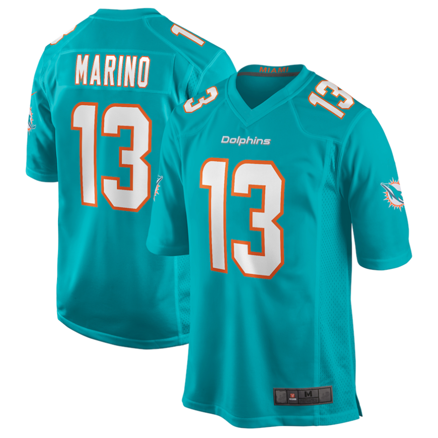 harde #13 Dan Marino M.Dolphins Aqua Game Retired Stitched Jerseys