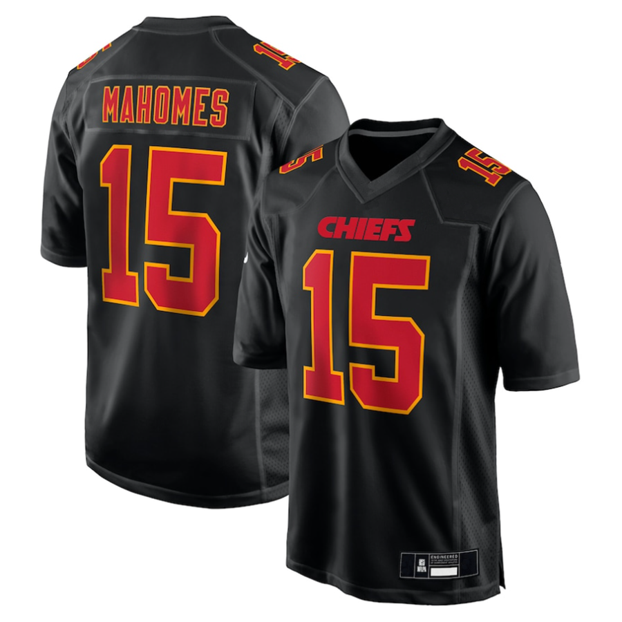 harde #15 Patrick Mahomes Player KC.Chiefs Carbon Black Fashion Game Stitched Jerseys