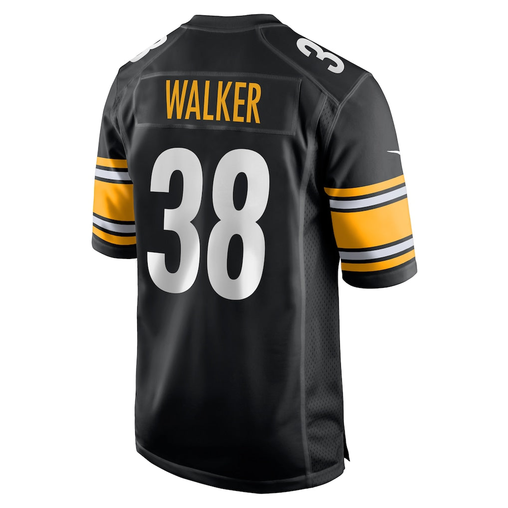harde P.Steelers #38 Mykal Walker Black Team Game Jersey