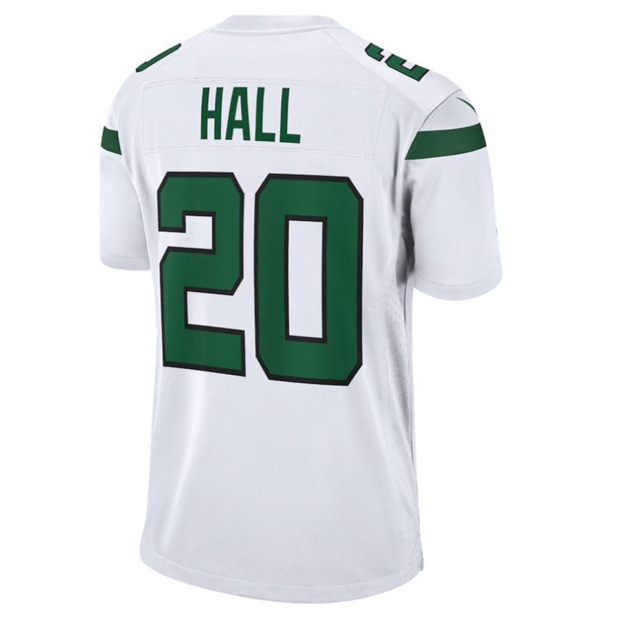 harde #20 Breece Hall Player NY.Jets White Away Game Stitched Jersey