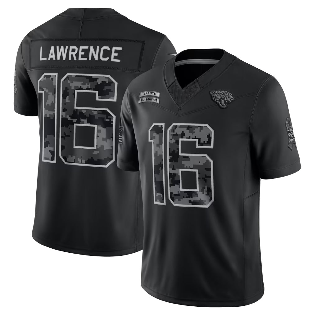 harde J.Jaguars #16 Trevor Lawrence Player Black Limited 2026 Salute to Service Home Game Stitched Jerseys