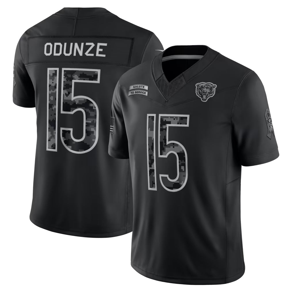 harde C.Bears #15 Rome Odunze Player Black Limited 2026 Salute to Service Home Game Stitched Jerseys