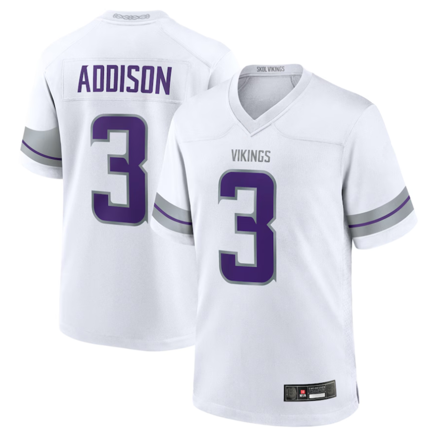 harde #3 Jordan Addison Player MN.Vikings White Alternate Game Stitched Jerseys