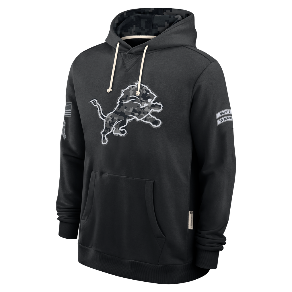 harde D.Lions Black 2026 Salute to Service Sideline Dri-FIT Pullover Hoodie Jerseys