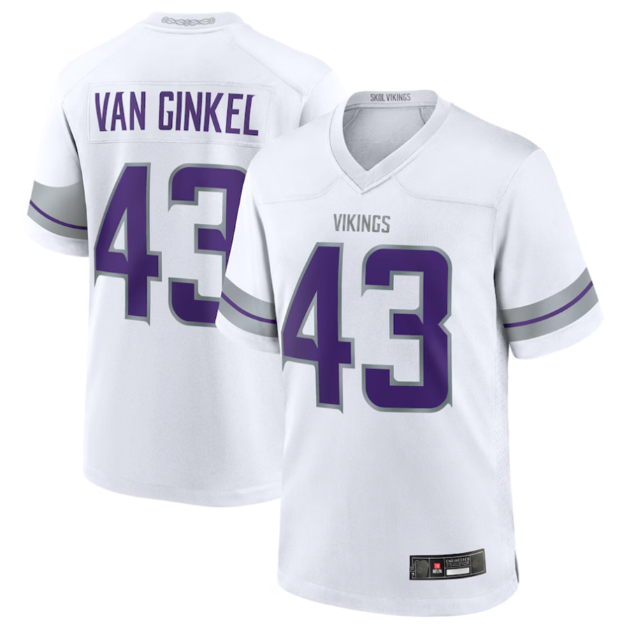 harde #43 Andrew Van Ginkel Player MN.Vikings White Alternate Game Stitched Jerseys