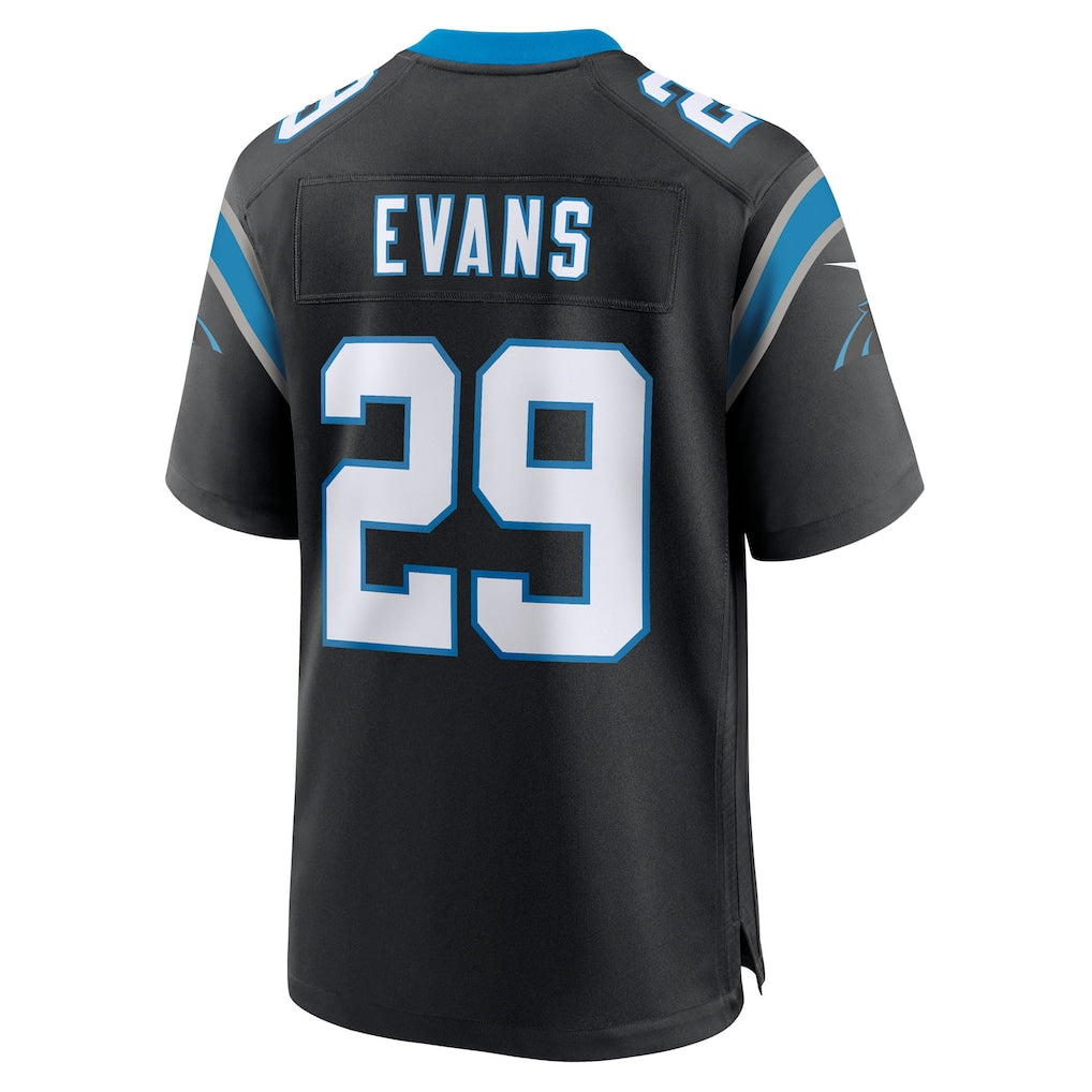 harde C.Panthers #29 Akayleb Evans Black Team Game Jersey
