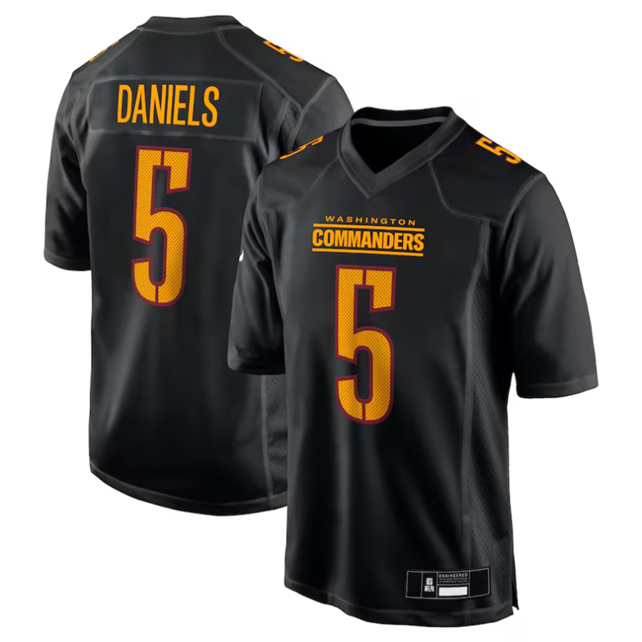 harde #5 Jayden Daniels Player W.Commanders Carbon Black Fashion Stitched Jerseys