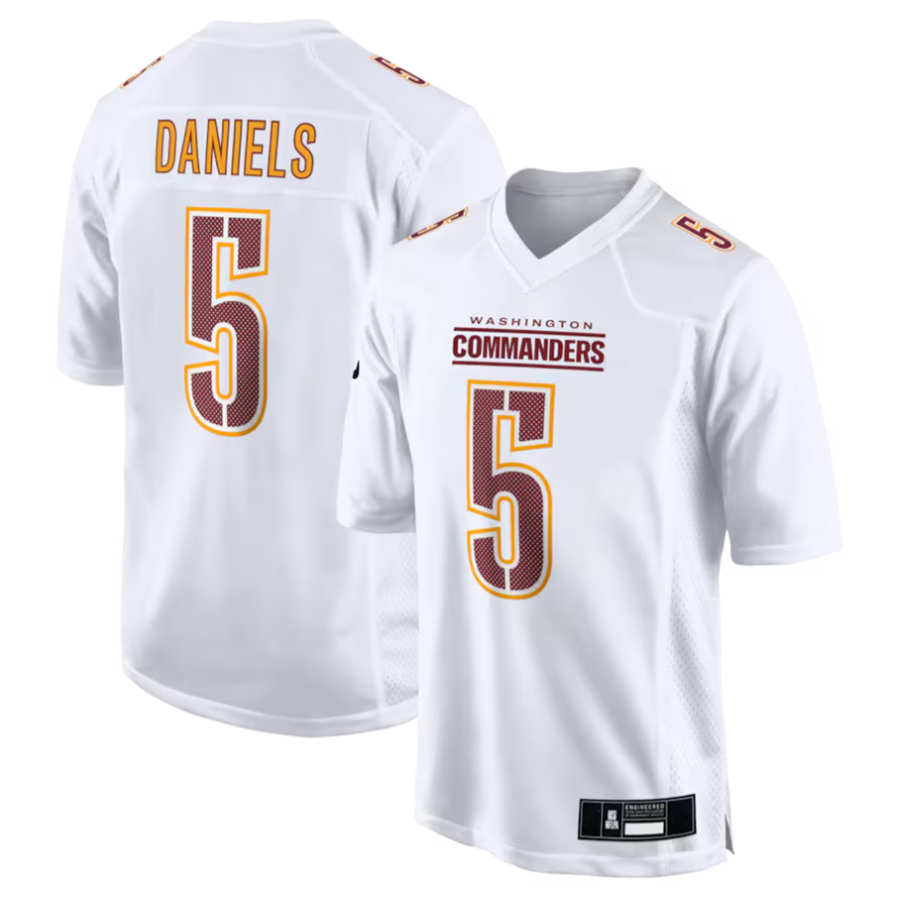 harde #5 Jayden Daniels Player W.Commanders Tundra White Fashion Stitched Jerseys