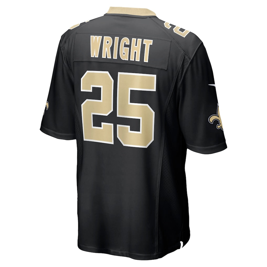 harde NO.Saints #25 Rejzohn Wright Black Team Game Jersey