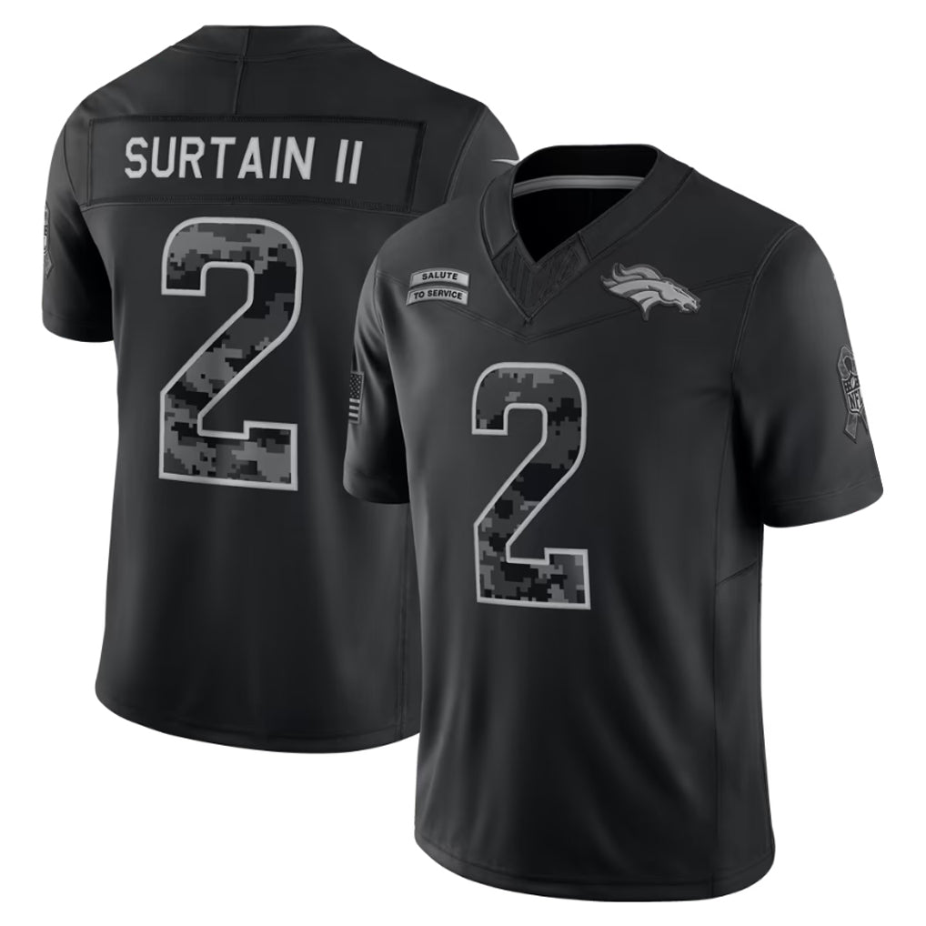 harde D.Broncos #2 Patrick Surtain II Player Black Limited 2026 Salute to Service Home Game Stitched Jerseys