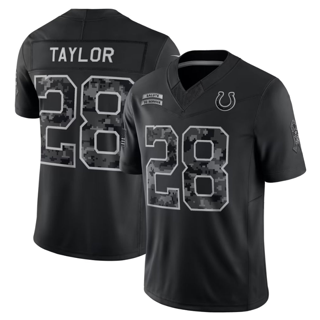 harde IN.Colts #28 Jonathan Taylor Player Black Limited 2026 Salute to Service Home Game Stitched Jerseys