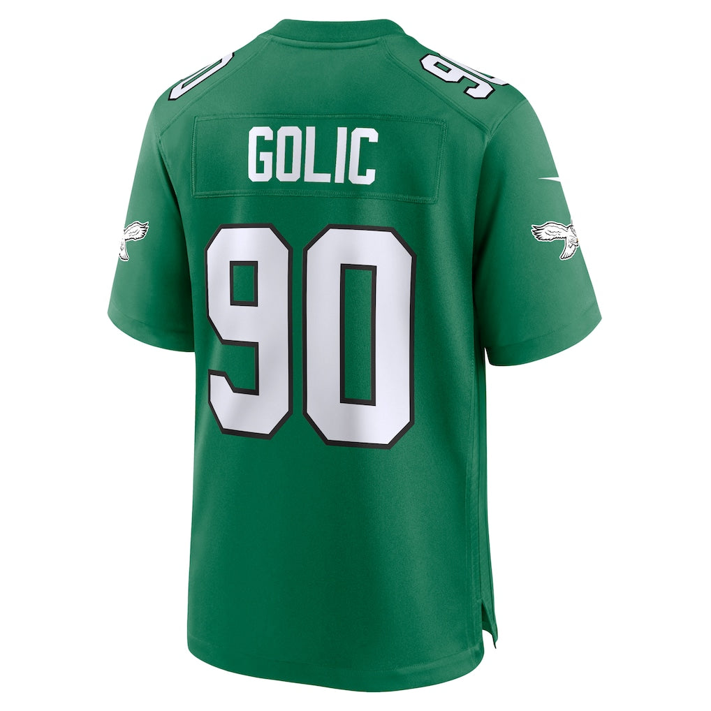 harde P.Eagles #90 Mike Golic Kelly Green Retired Player Alternate Game Jersey