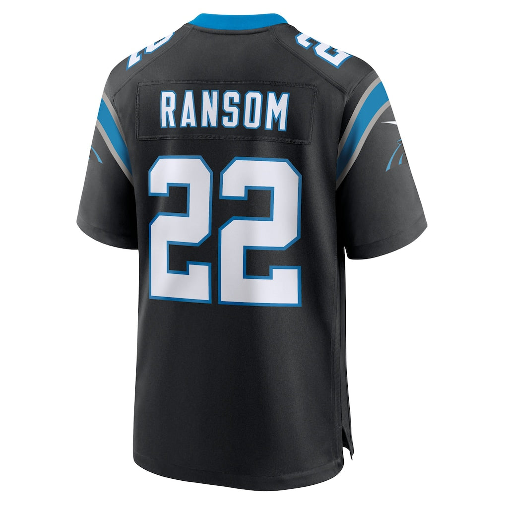 harde C.Panthers #22 Lathan Ransom Black Team Game Jersey