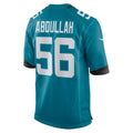 harde J.Jaguars #56 Yasir Abdullah Teal Team Game Jersey
