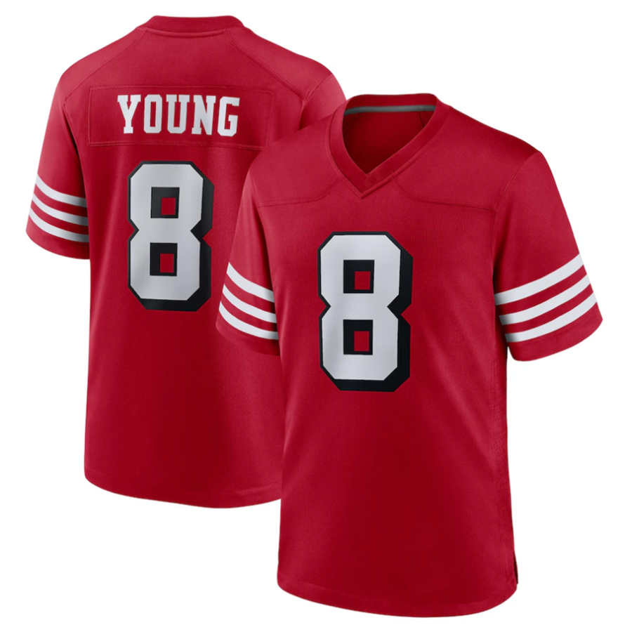 harde #8 Steve Young Player SF.49ers Scarlet Alternate Game Stitched Jerseys