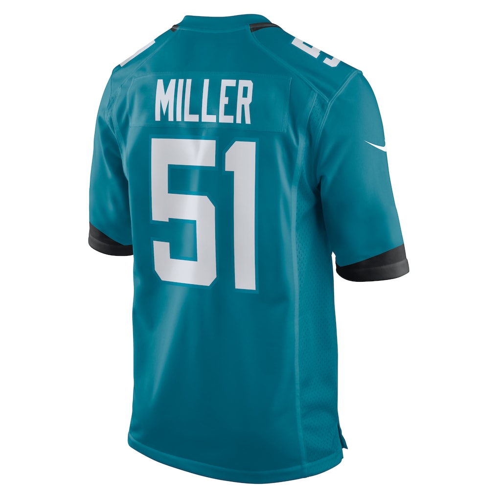 harde J.Jaguars #51 Ventrell Miller Teal Game Jersey