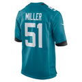 harde J.Jaguars #51 Ventrell Miller Teal Game Jersey
