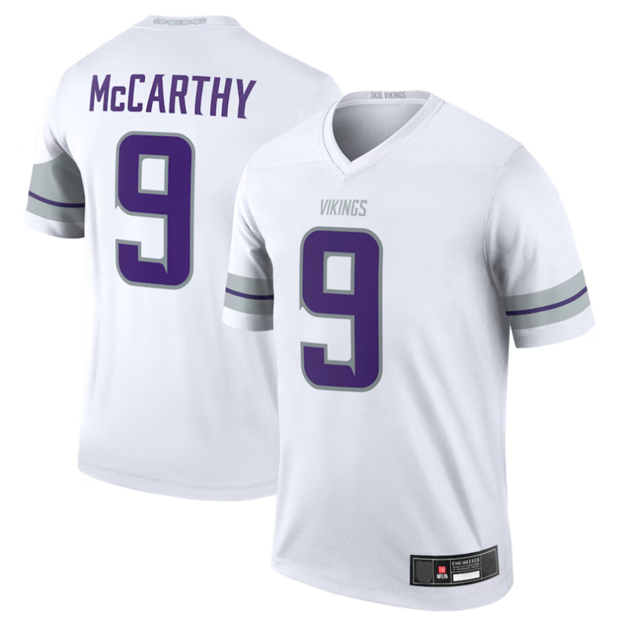 harde #9 J.J. McCarthy Player MN.Vikings White Alternate Legend Stitched Jerseys