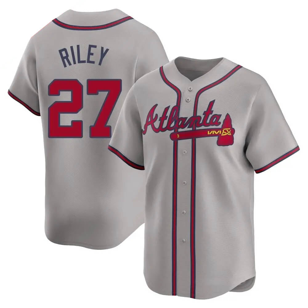 harde A.Braves #27 Austin Riley Player Gray Limited Away Stitched Jerseys