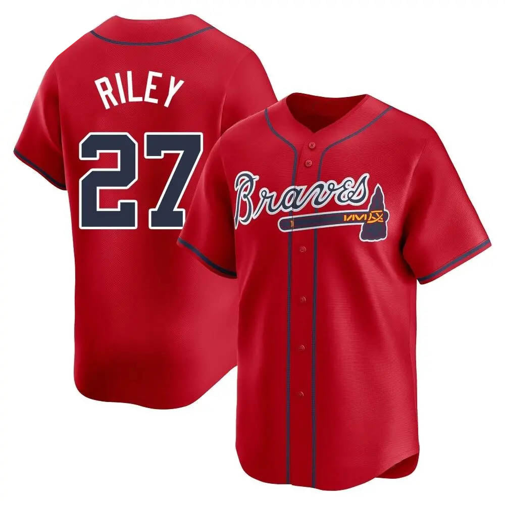 harde A.Braves #27 Austin Riley Player Red Limited Alternate Stitched Jerseys