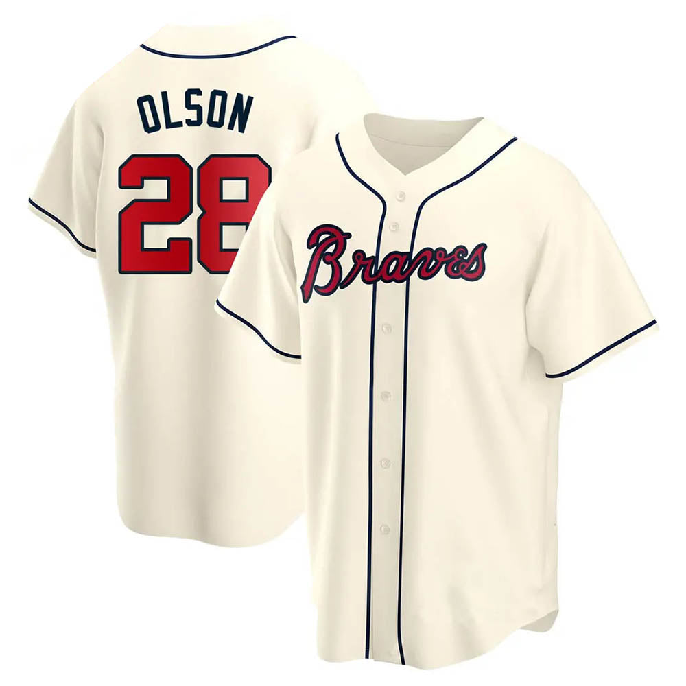harde A.Braves #28 Matt Olson Player Cream Replica Alternate Stitched Jerseys