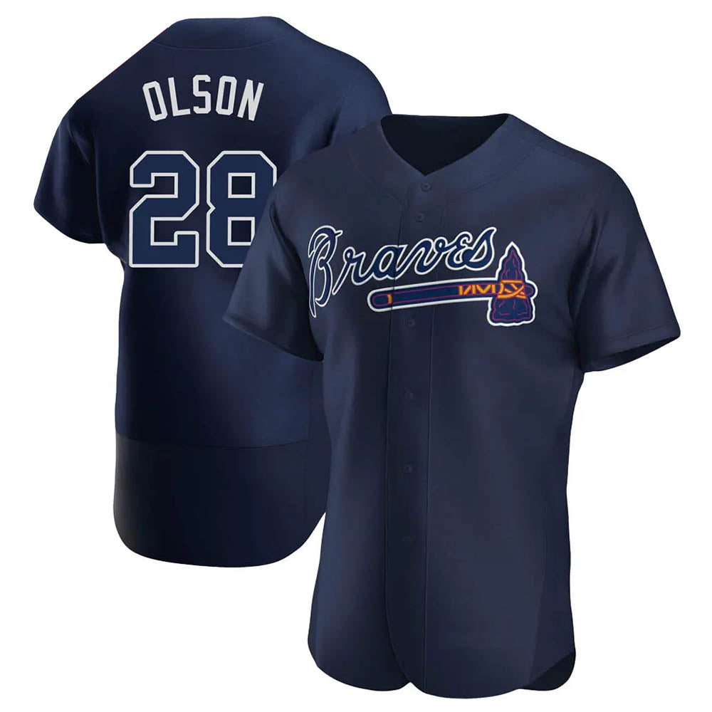 harde A.Braves #28 Matt Olson Player Navy Authentic Alternate Team Stitched Jerseys