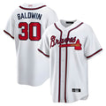 harde A.Braves #30 Drake Baldwin player White Home Replica Stitched Jerseys