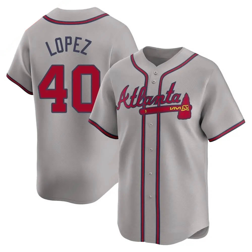 harde A.Braves #40 Reynaldo Lopez player Gray Limited Away Stitched Jerseys