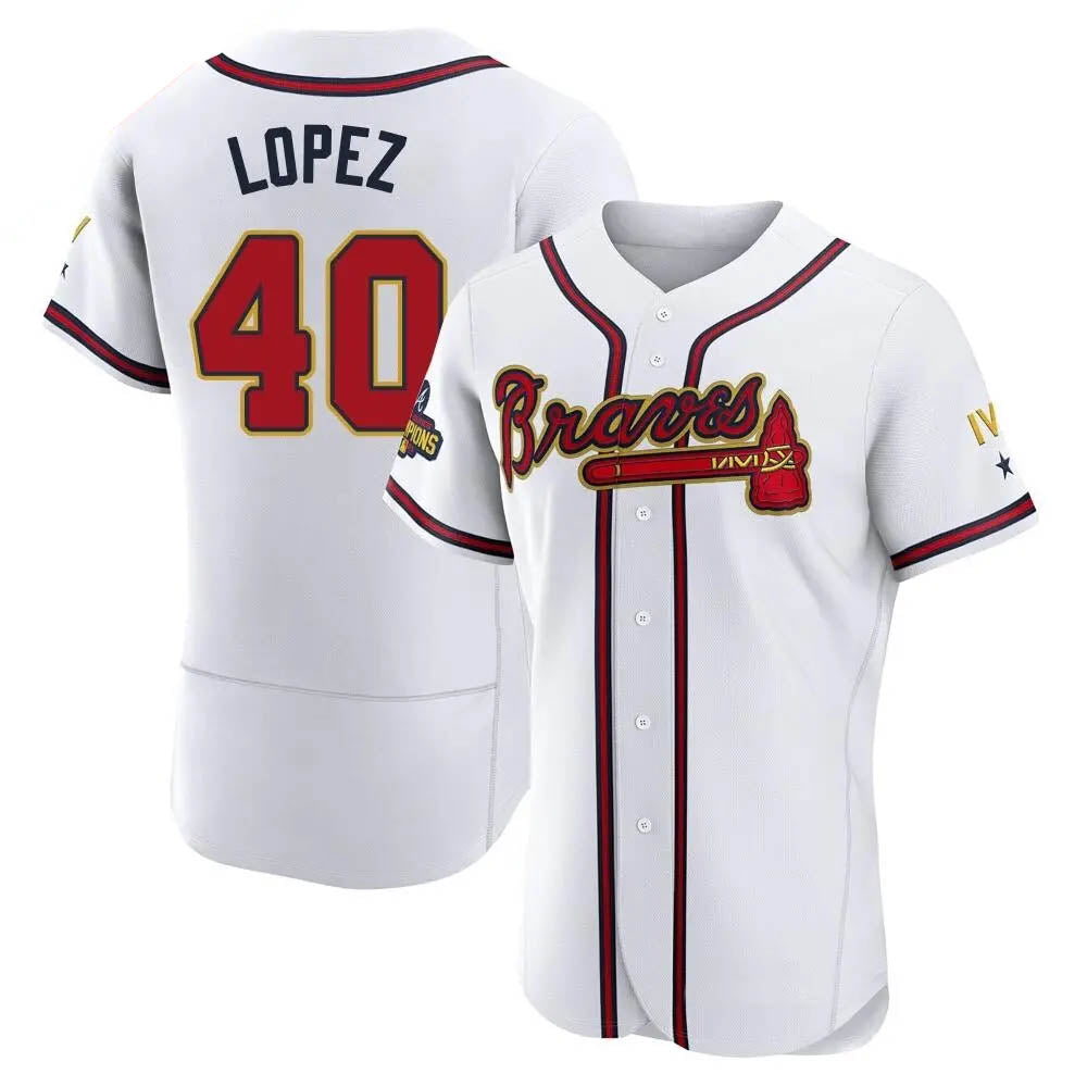 harde A.Braves #40 Reynaldo Lopez player White&Gold Authentic Program Stitched Jerseys