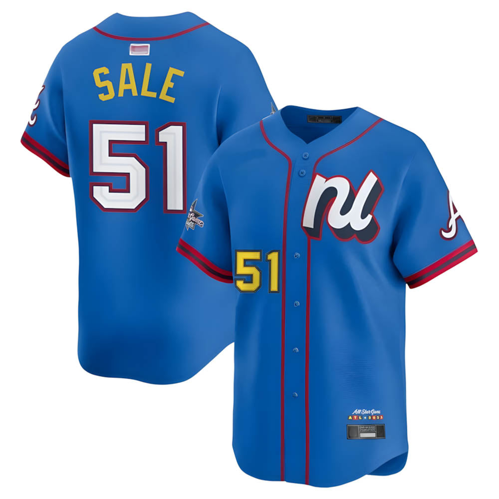 harde A.Braves #51 Chris Sale Player Blue National League Limited Stitched Jerseys