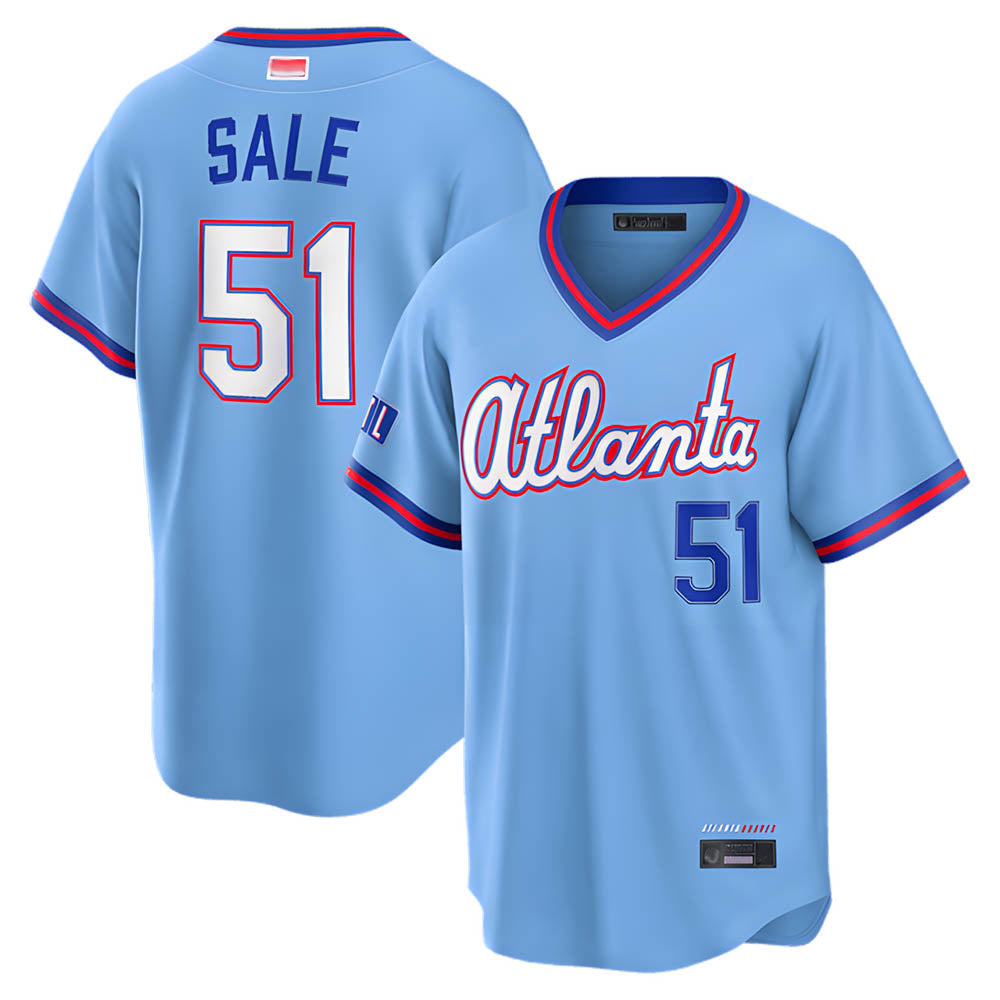 harde A.Braves #51 Chris Sale Player Powder Blue 2026 City Connect T shirt Stitched Jerseys