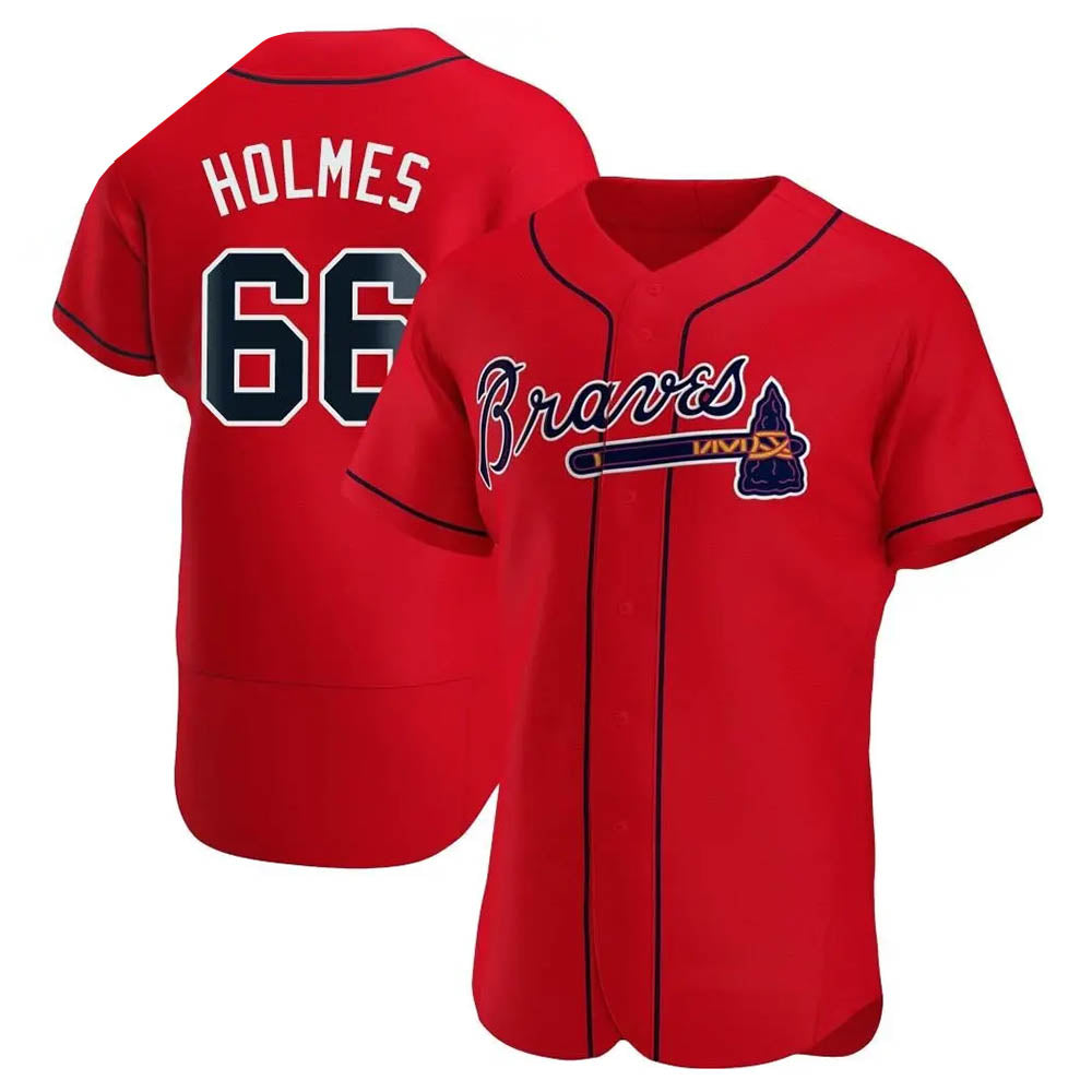 harde A.Braves #66 Grant Holmes Player Red Authentic Alternate Stitched Jerseys