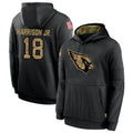 harde A.Cardinals #18 Marvin Harrison Jr. Player Black Salute to Service Hoodies  Stitched Jerseys