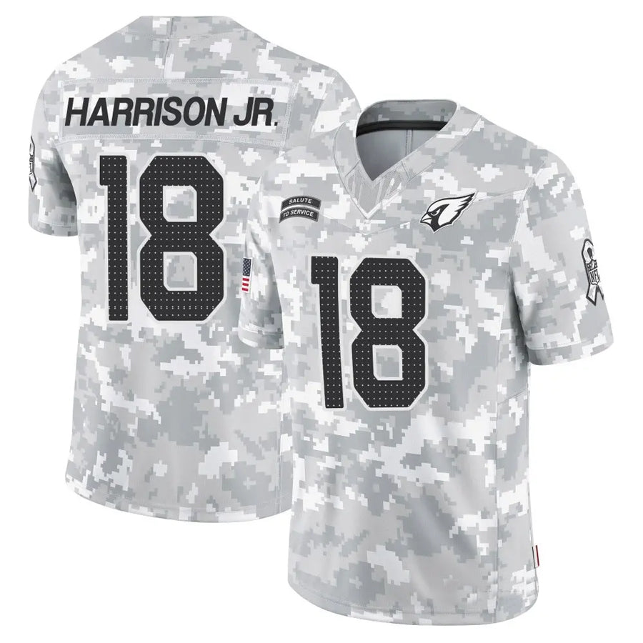 harde A.Cardinals #18 Marvin Harrison Jr. Player Camo Salute to Service Limited Stitched Jerseys