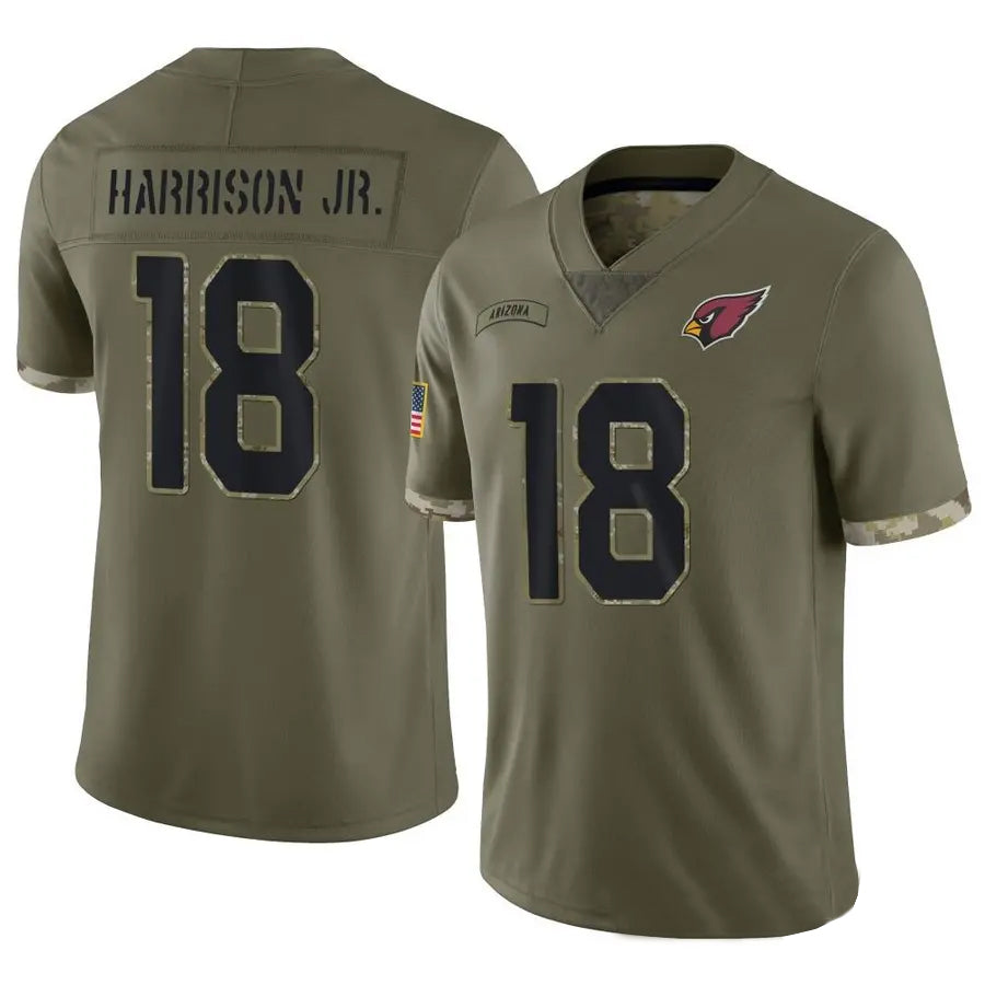 harde A.Cardinals #18 Marvin Harrison Jr. Player Olive Salute To Service Stitched Jerseys