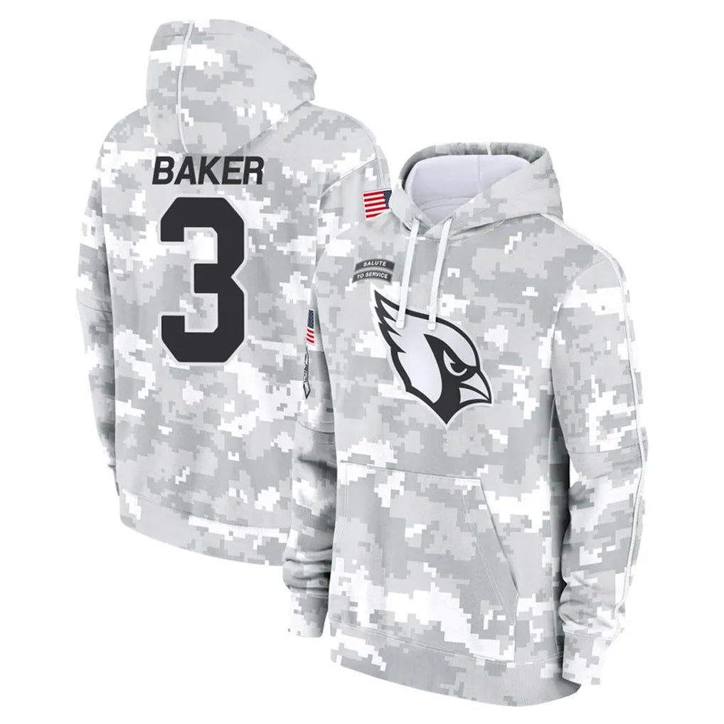 harde A.Cardinals #3 Budda Baker Player Arctic Camo Salute to Service Limited Hoodie Stitched Jersey