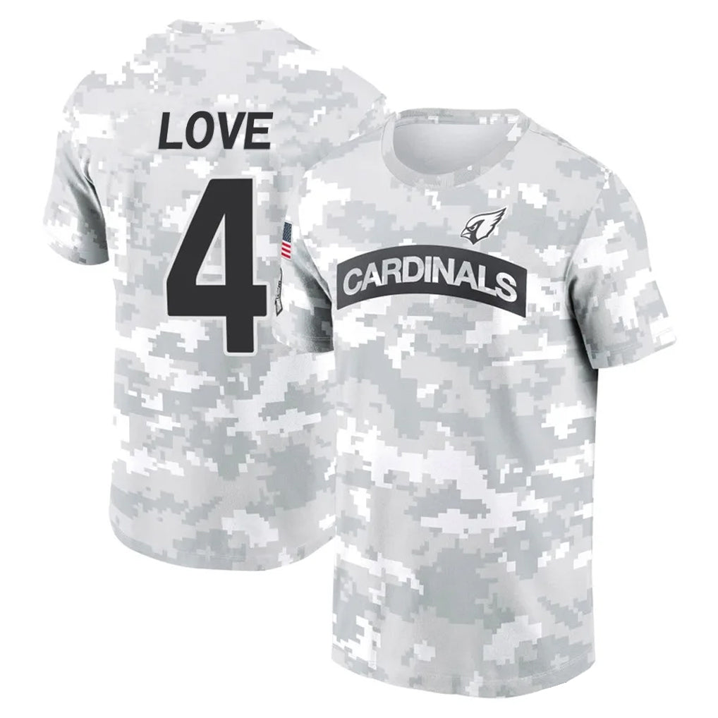 harde A.Cardinals #4 Jeremiyah Love Player Salute to Service Hoodies & T-Shirts Football Jerseys