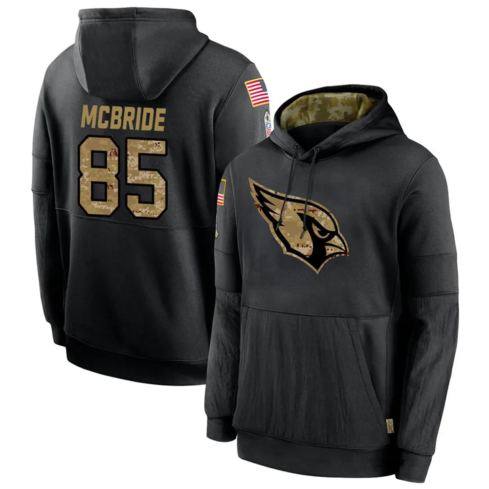 harde A.Cardinals #85 Trey McBride Player Black Salute to Service Hoodies Stitched Jerseys