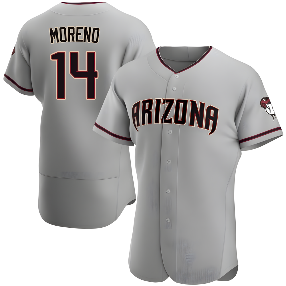 harde A.Diamondbacks #14 Gabriel Moreno Player Gray Authentic Road Stitched Jerseys