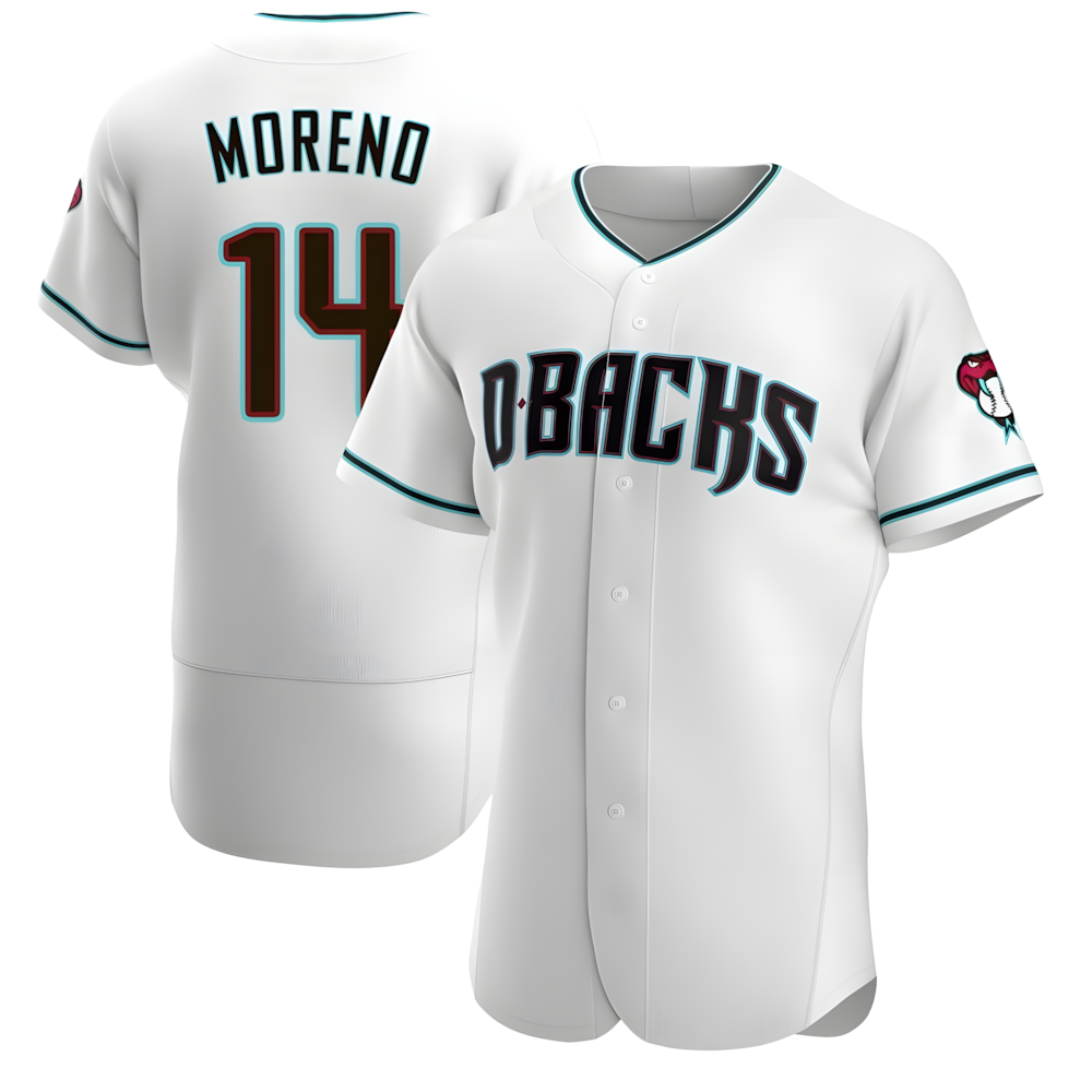 harde A.Diamondbacks #14 Gabriel Moreno Player White Teal Alternate Stitched Jerseys