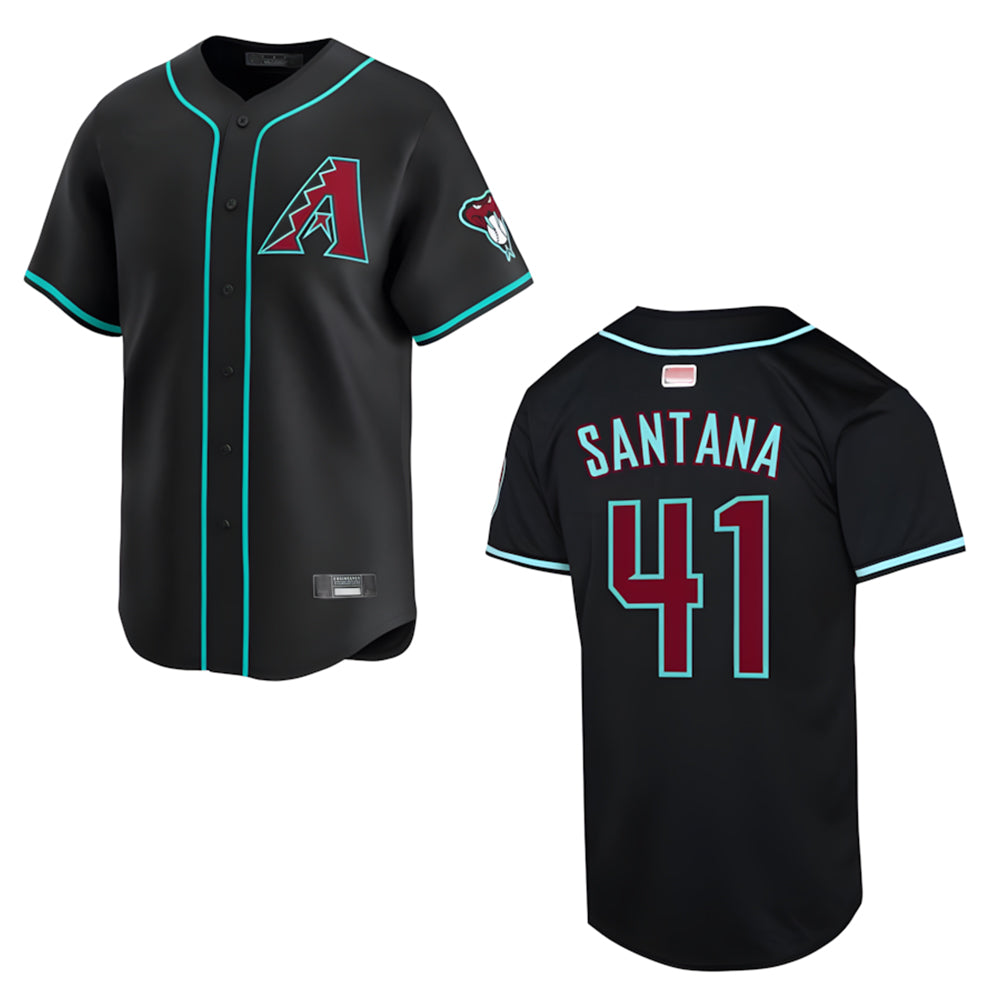 harde A.Diamondbacks #41 Carlos Santana Player Black Player game time Stitched Jersey