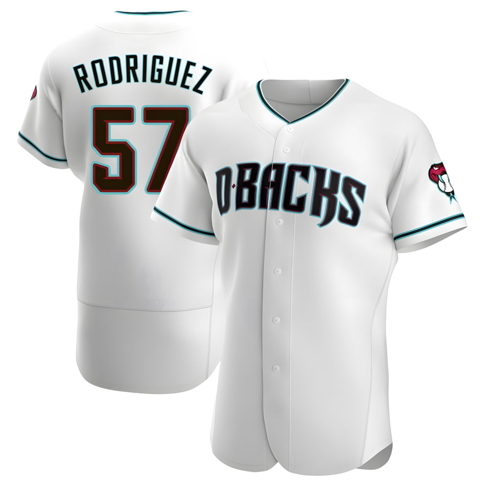 harde A.Diamondbacks #57 Eduardo Rodriguez Player White Teal Alternate Stitched Jersey