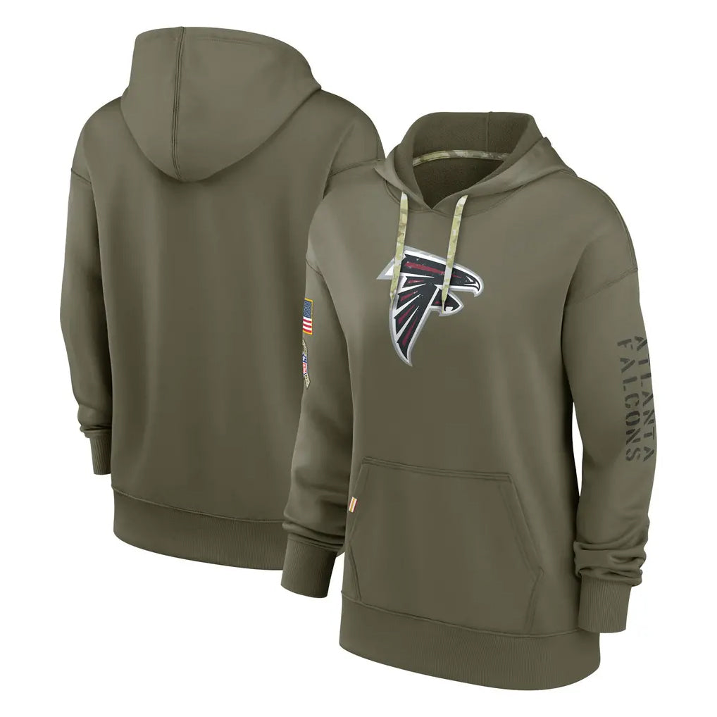 harde A.Falcons Olive 2025 Salute to Service Pullover Hoodie Blank Player Stitched Jerseys