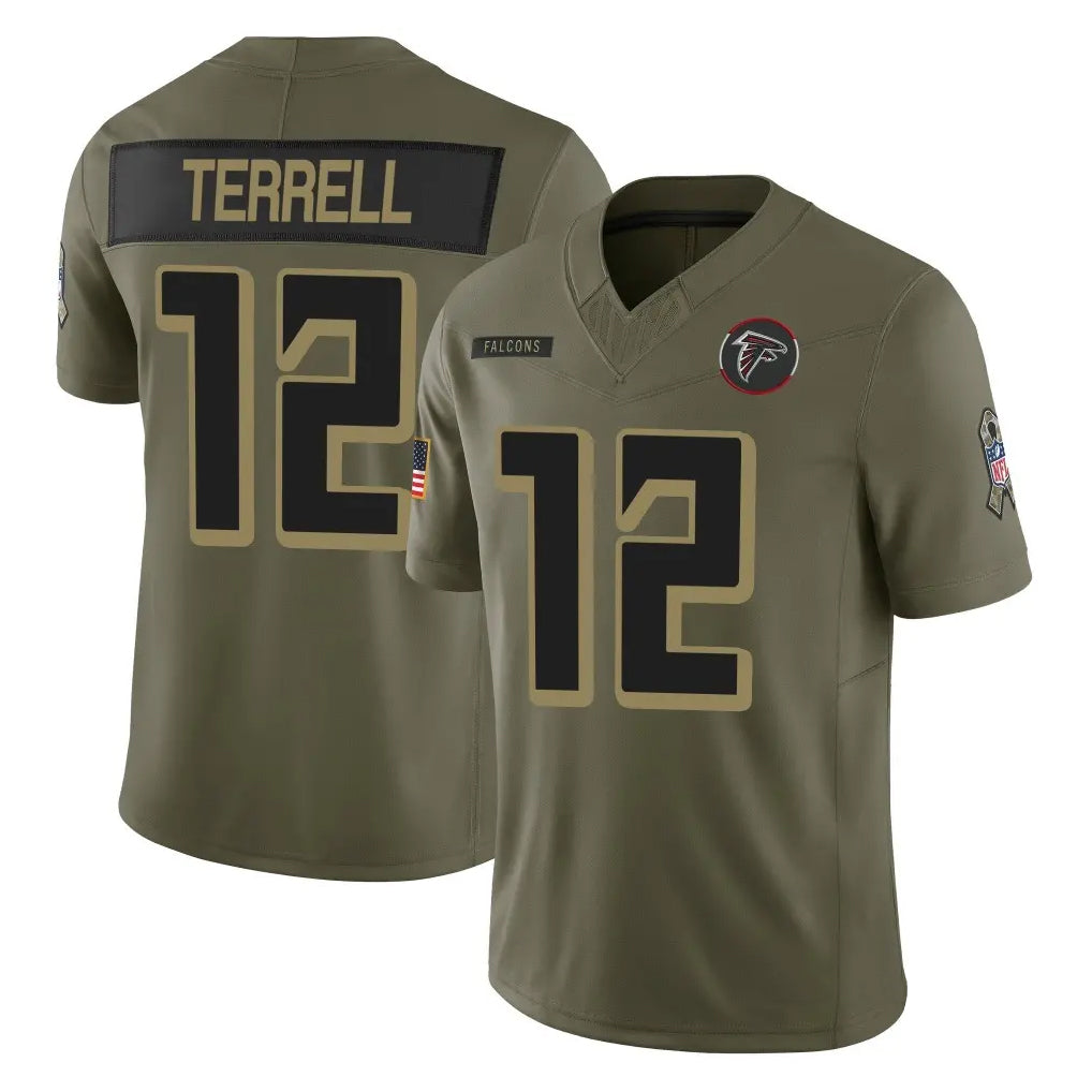 harde A.Falcons #12 Avieon Terrell Player Olive Salute To Service Limited Home Game Stitched Jerseys