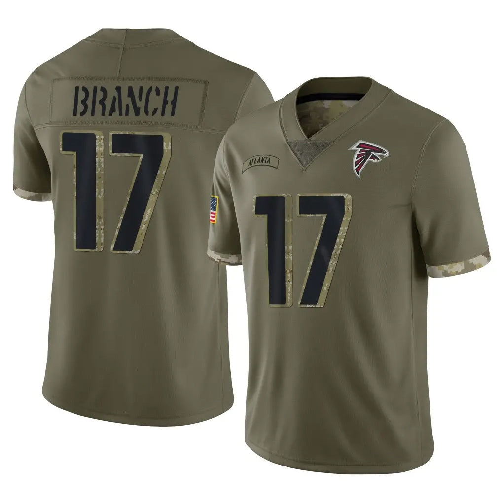 harde A.Falcons #17 Zachariah Branch Player Olive Salute To Service Stitched Jerseys