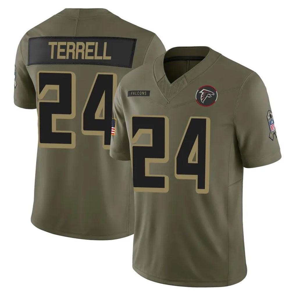 harde A.Falcons #24 A.J. Terrell Jr. Player Olive Salute To Service Limited Home Game Stitched Jerseys