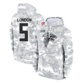harde A.Falcons #5 Drake London Player Camo Arctic Salute to Service Hoodies Limited Stitched Jerseys
